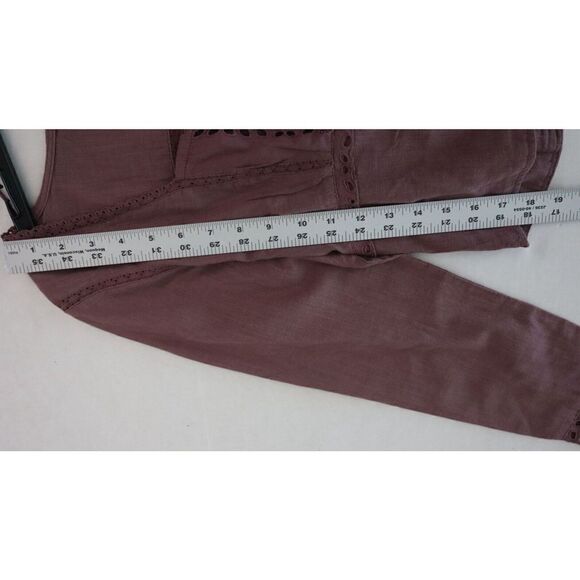 Free People OB1533903 Women's Sz M Purple Joi Eyelet Crop Long Sleeve Blouse $98 - Picture 10 of 10